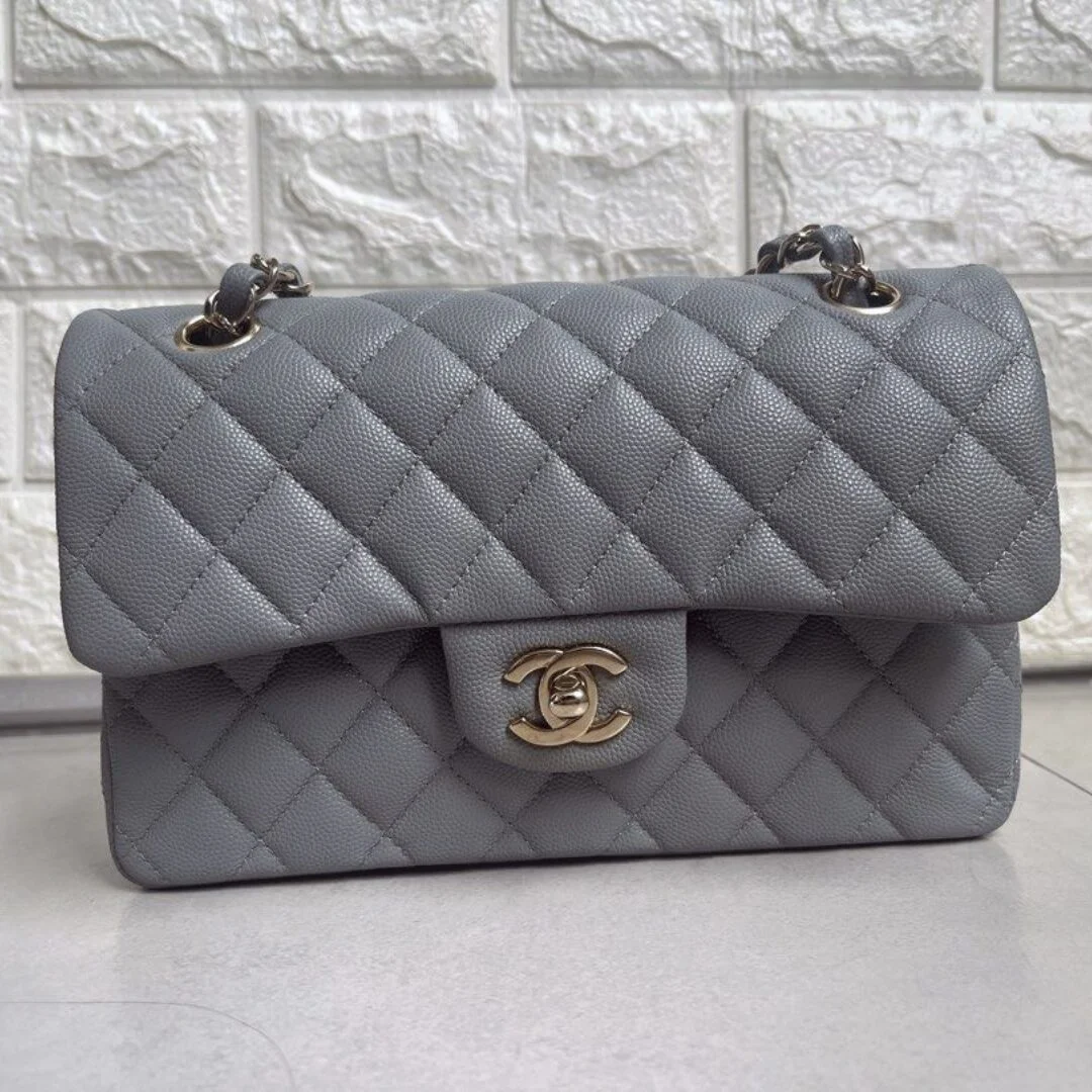 Chanel Classic Flap bag in Grey Caviar Leather product view 1