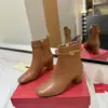 Valentino Women Brown Leather Ankle Boots — Heeled Chain-Cuff Style product view 3
