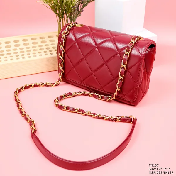 Chanel Woman’s Red Handbag Lock With Stone 17x12x7cm product view 2