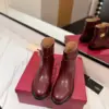 Valentino Women Burgundy Leather Ankle Boots product view 4