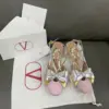 Valentino Women Pink And Gold Leather Flats product view 1