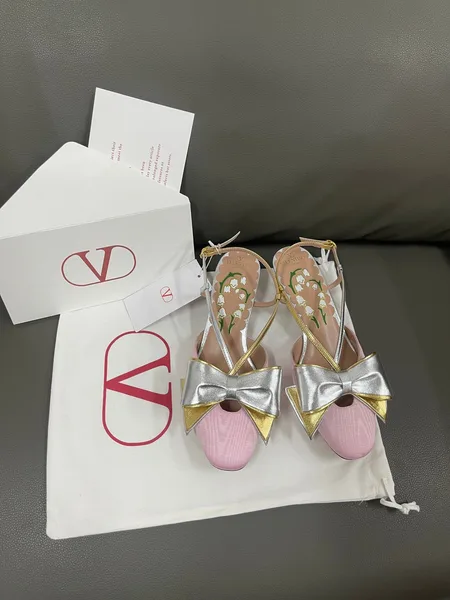 Valentino Women Pink And Gold Leather Flats product photo