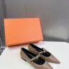 Hermès Women Beige Leather Pointed Strap Flats product view 3
