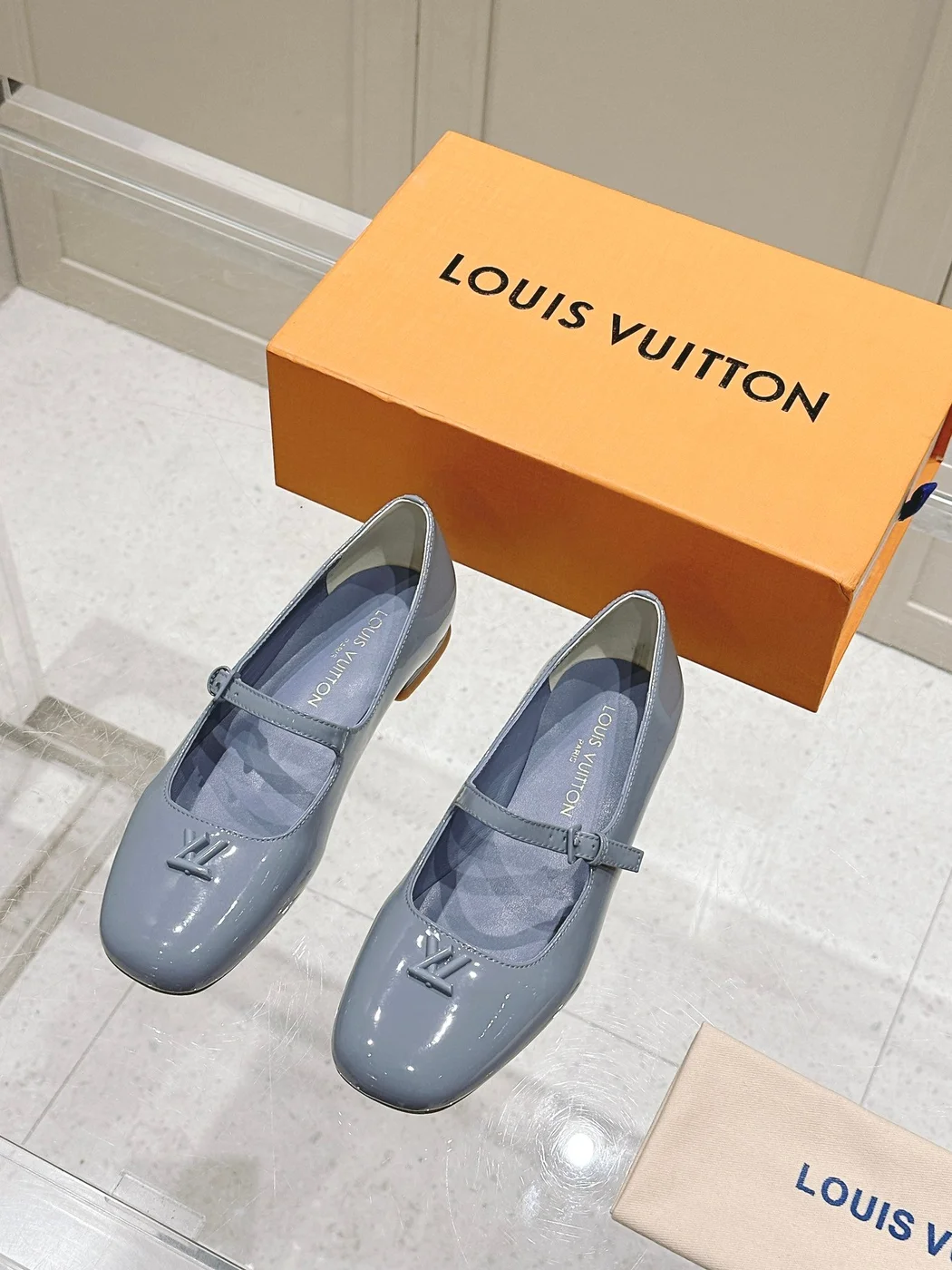 Louis Vuitton Women Light Blue Patent Leather Mary Jane Loafers product view 1
