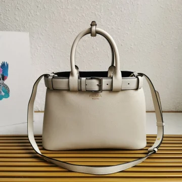 Prada White/Black Prada Buckle small leather handbag with belt product photo