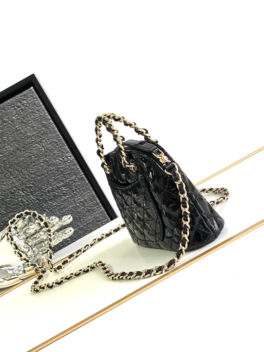 Chanel Mini Glossy Top-Handle Bag Black, 12 cm product view 7