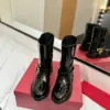 Valentino Women Black Patent Leather Boots — VLogo Ankle-Strap Style product view 4