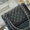Chanel Classic Handbags Woman’s Black Leather Lock Silver 23 cm product view 4