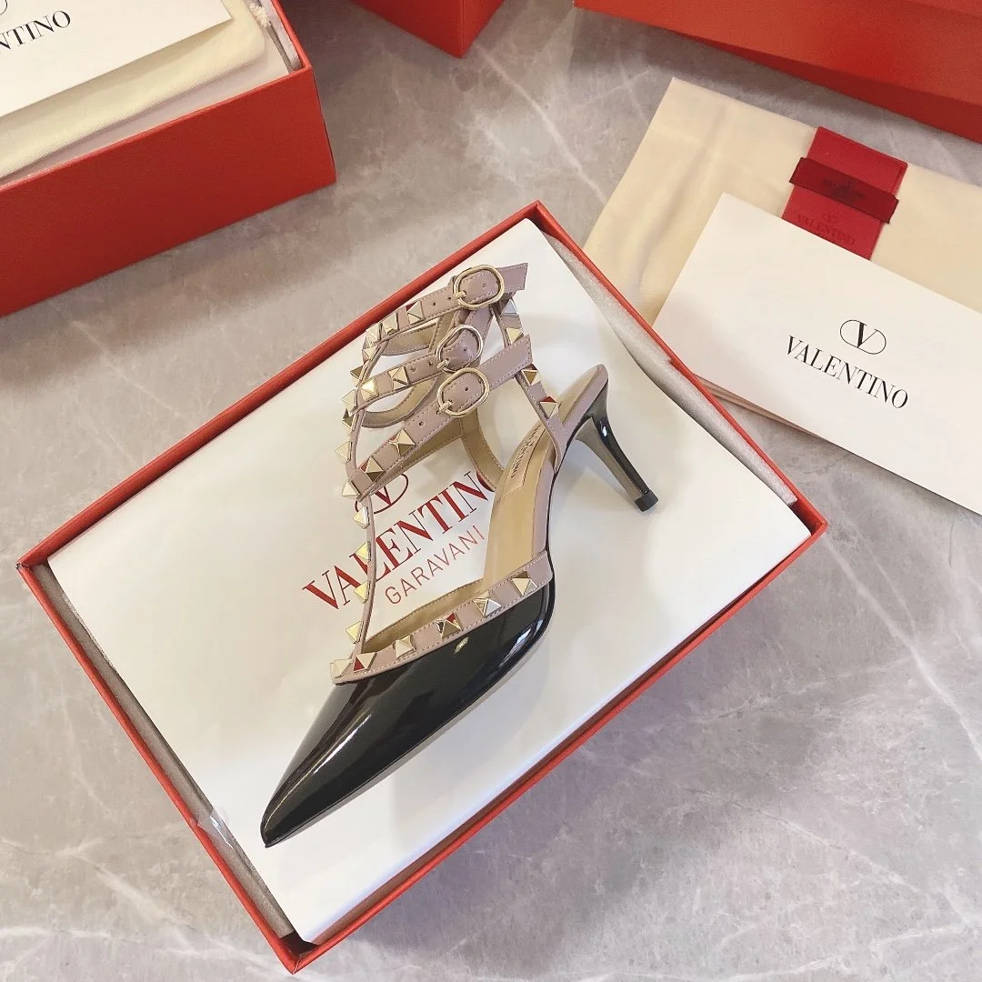 Valentino Women Black Patent Leather Studded Heels product view 5