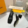 Louis Vuitton Women Black Leather Slingback Heels — Square-Toe Style product view 4