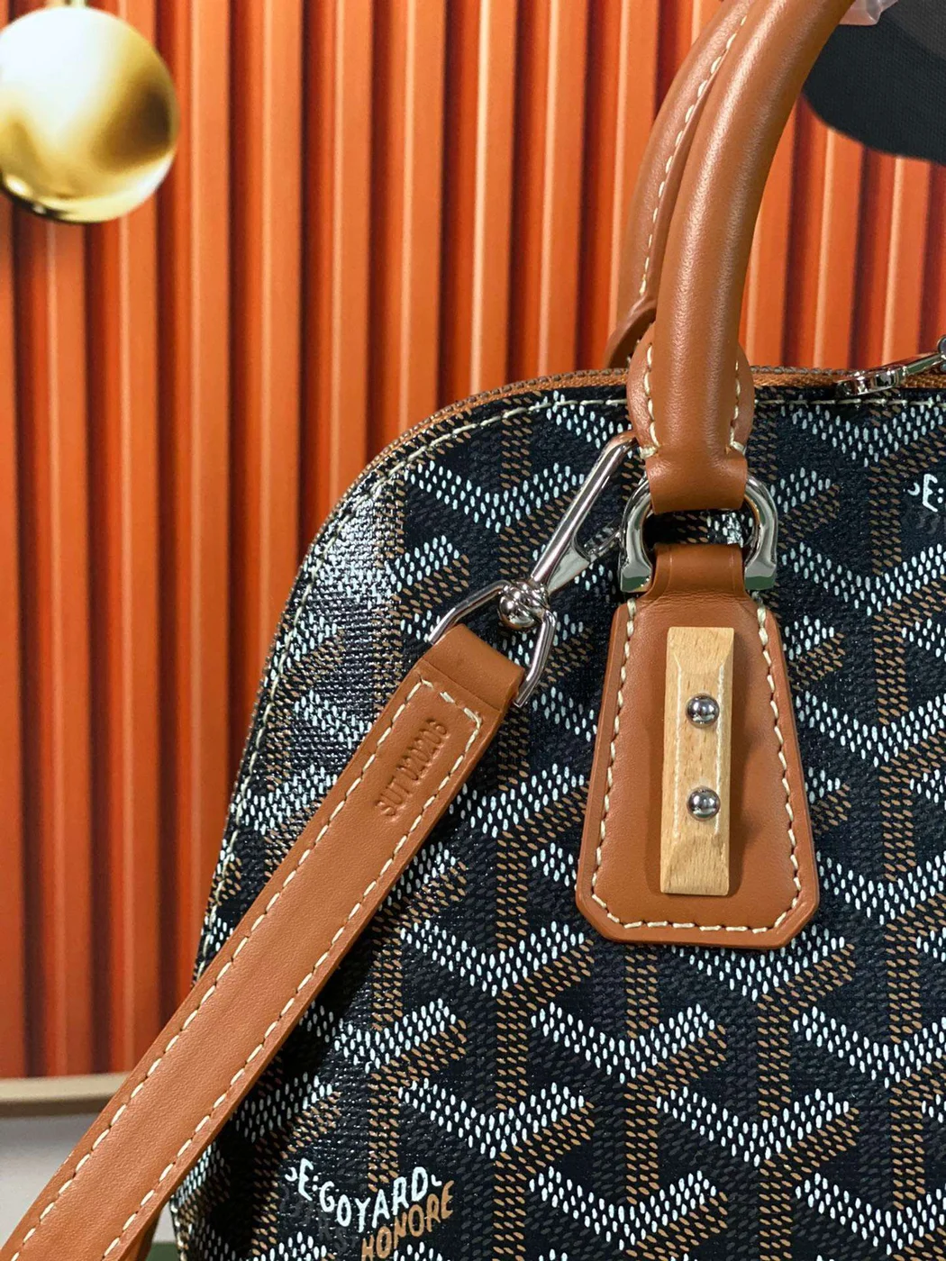 Goyard Alma Vedome Handbag Fabric Wrapped Leather Strap 24 cm product view 3