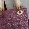 Dior Lady Bag Metallic Calfskin & Satin with Rose Des Vent product view 5