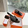 Hermès Women Black Leather Slingback Sandals product view 4