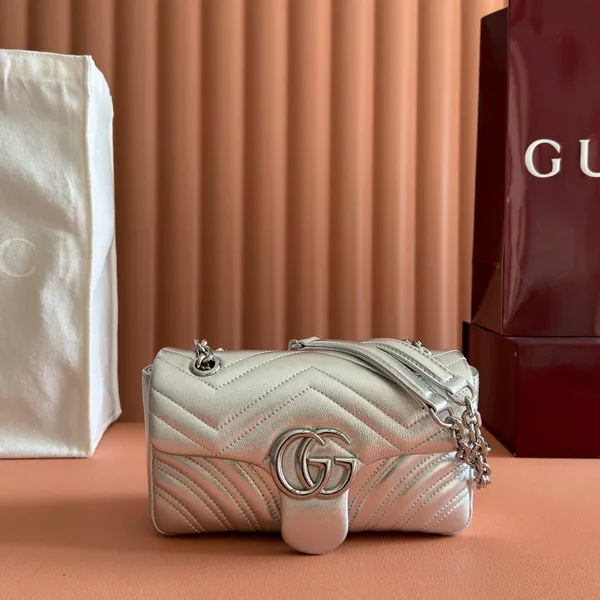 Gucci GG Marmont Bag 22 In Silver Lambskin product photo