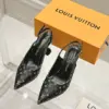 Louis Vuitton Women Black Patterned Leather Heels — Multicolor Pattern product view 1