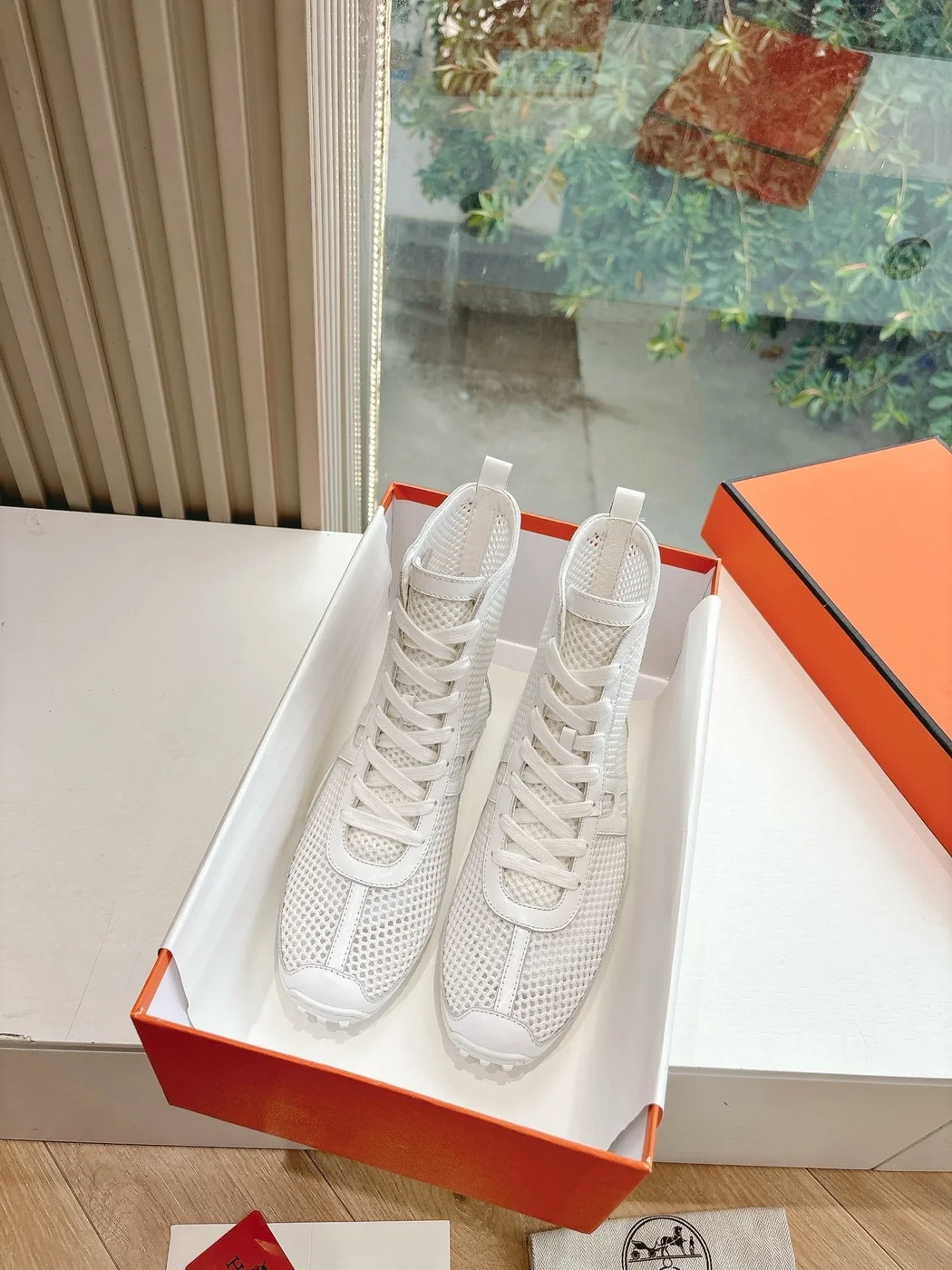 Hermès Women White Sneakers — High-Top Style product view 3
