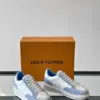 Louis Vuitton Men White Blue Leather Suede Sneakers product view 5