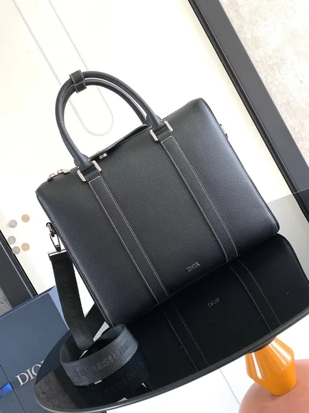 Dior Lingot Briefcase in black grained calfskin leather product photo