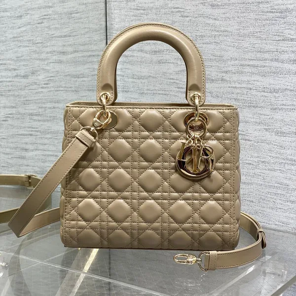 Dior Medium Lady Bag 24 In Powder Beige Gold Hardware product photo