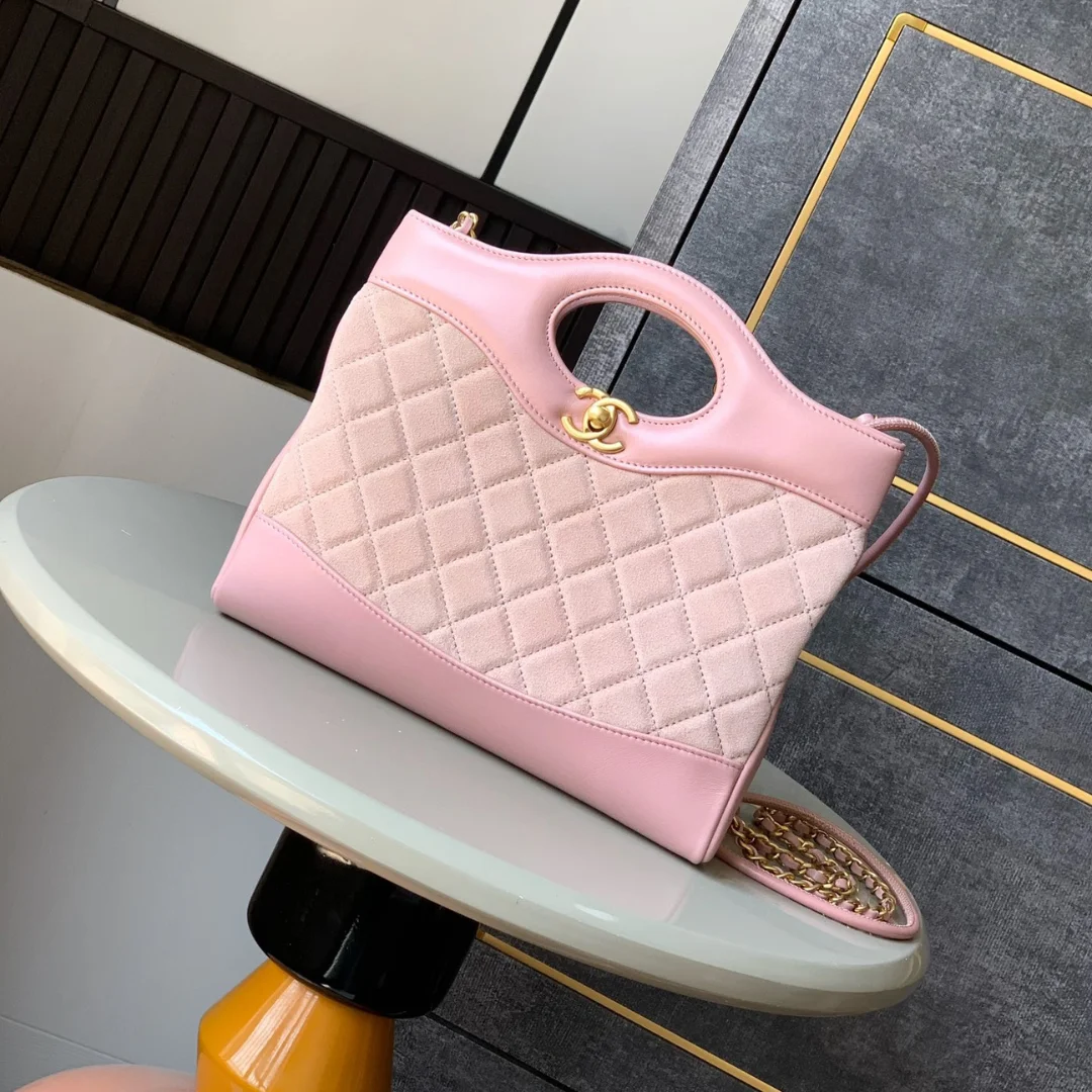 Chanel Calfskin Suede Quilted Mini 31 Shopping Bag — Light Pink product view 1