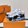 Louis Vuitton Men Blue Pink Black Leather Sneakers product view 3