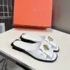 Hermès Women White Leather Mules — Gold-Tone Buckle Open-Toe Style product view 4