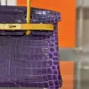 Hermès Birkin 30 Purple/Gold Crocodile Leather Gold Hardware – Custom Made Bag product view 6