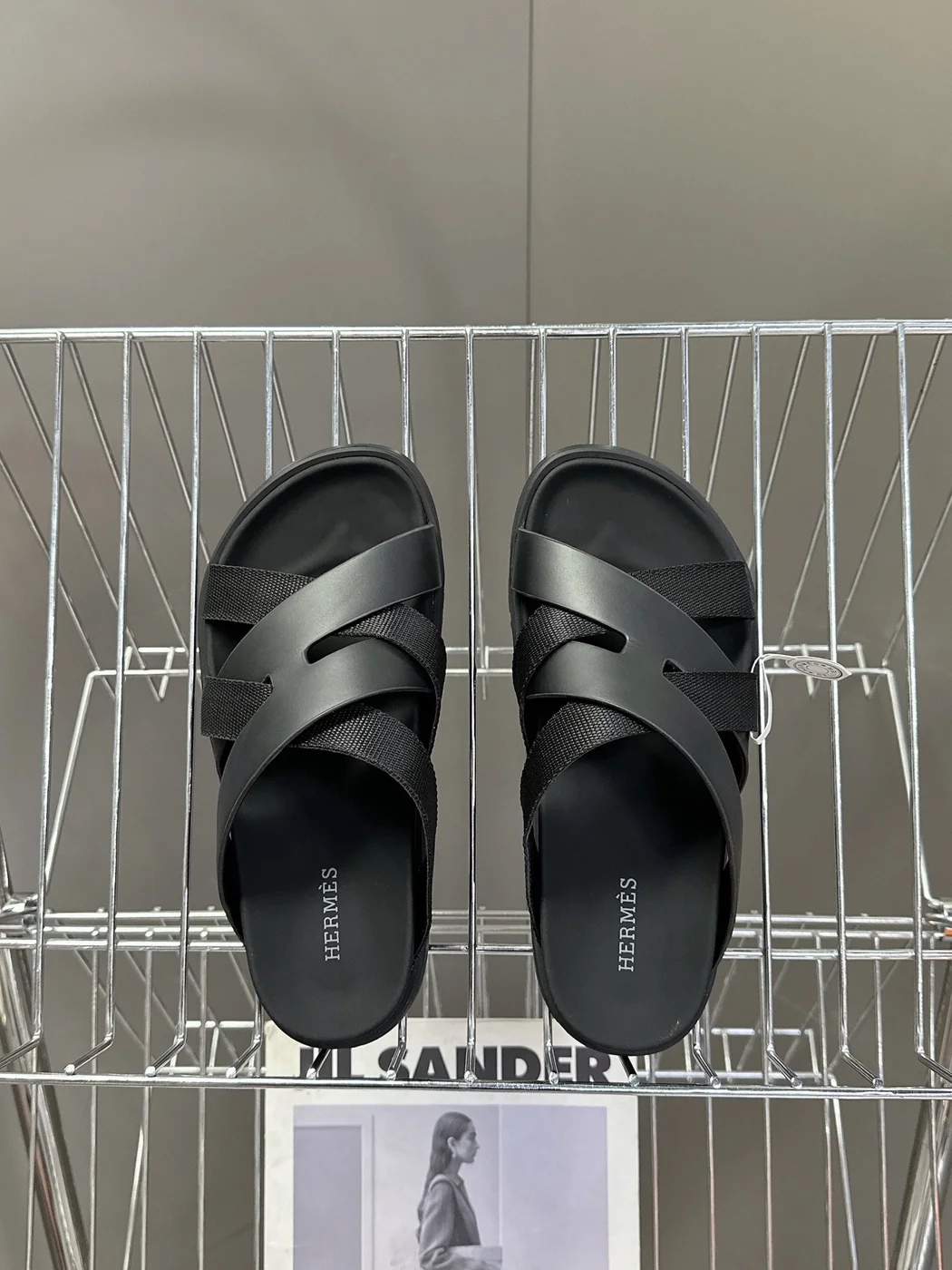 Hermès Women Black Leather And Fabric Sandals product view 2