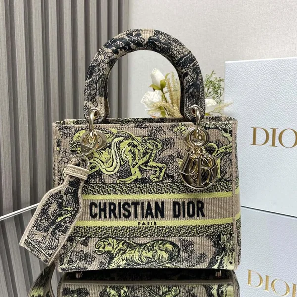 Dior Medium Dioriviera Lady D-Lite Bag — Black and Yellow Pattern product photo