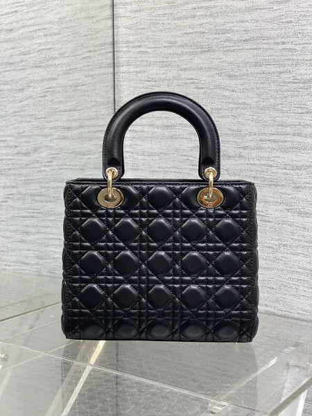 Dior Medium Lady Bag 24 In Black Gold Hardware product view 2