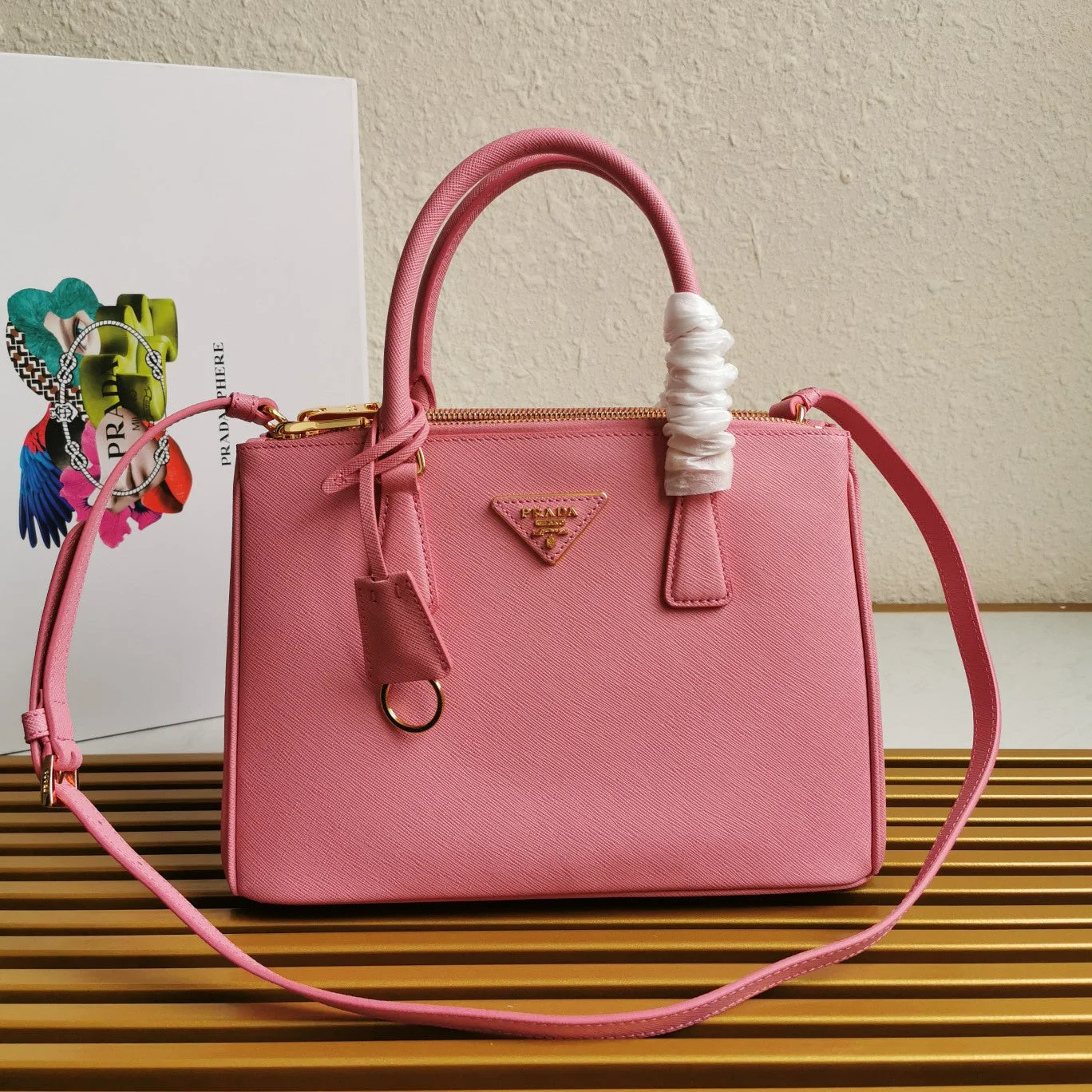 Prada Medium Galleria 28 Pink Saffiano Leather Bag product view 1