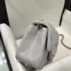 Chanel Classic Woman’s Smooth Leather Grey Handbags 20 cm product view 3