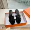 Hermès Women Black Embellished Leather Mules product view 3