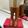 Valentino Women Brown Leather Knee High Boots — Ankle-Strap Detail product view 4