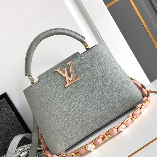 Louis Vuitton Capucines BB Woman’s Grey Blue Handbags 27x18x9cm product photo