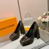 Louis Vuitton Women Brown Leather Platform Heels product view 1