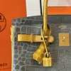 Hermès Birkin 30 Gray/Gold Crocodile Leather Gold Hardware – Custom Made Bag product view 7