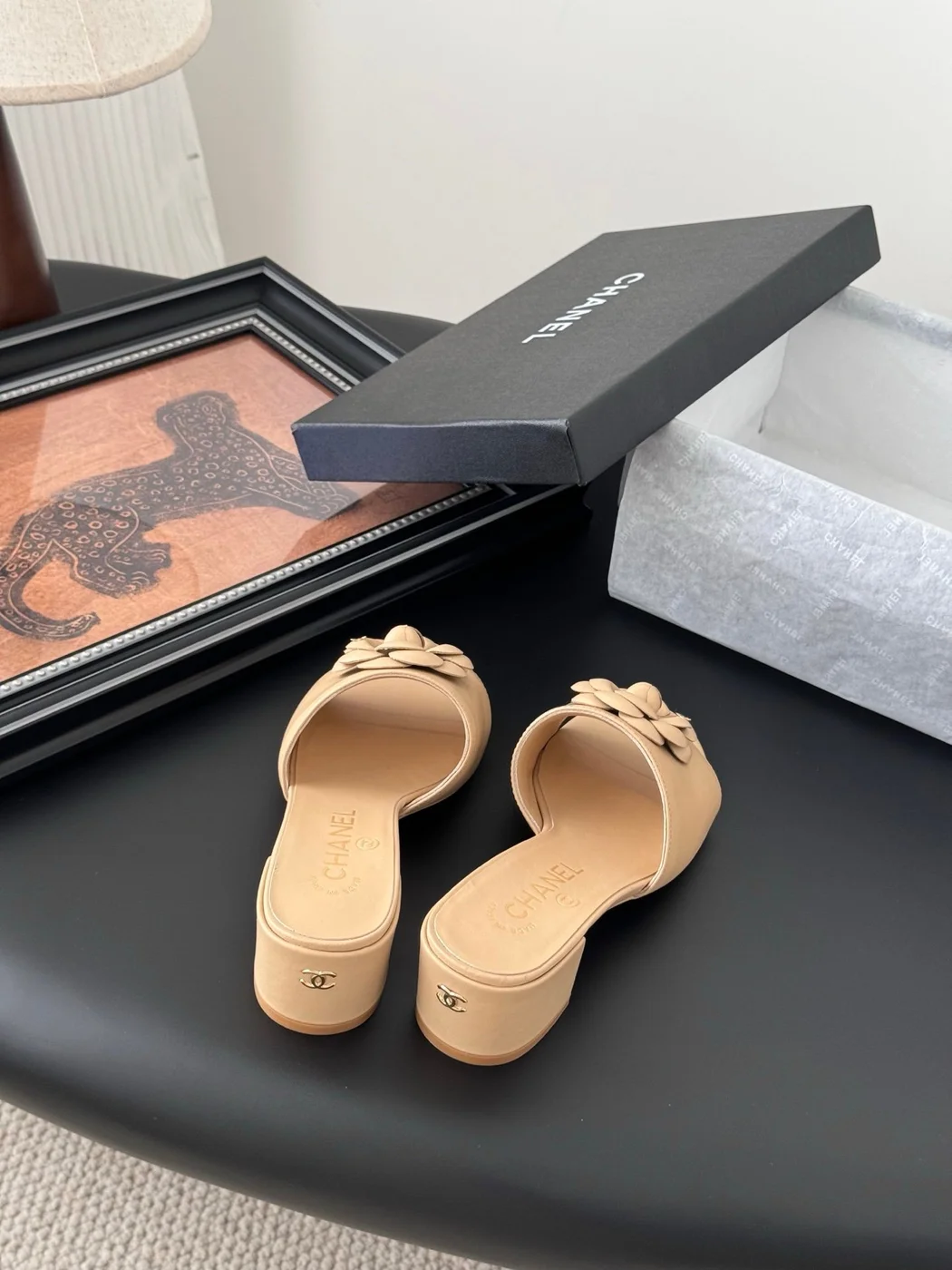 Chanel Women Beige Leather Mules product view 6