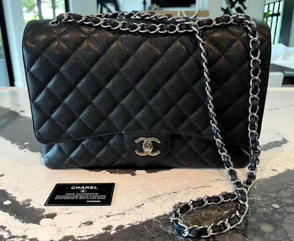 Chanel Maxi Classic Flap Jumbo Black Silver Hardware Bag product photo