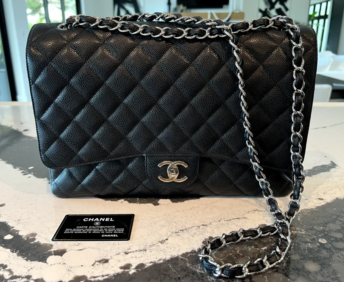 Chanel Maxi Classic Flap Jumbo Black Silver Hardware Bag product view 1