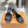 Louis Vuitton Women Black Leather Multicolor Logo Mules product view 4