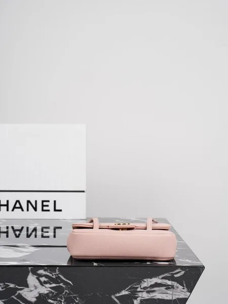 Chanel Caviar Preppy Coco Mini Flap bag in light pink color product view 5