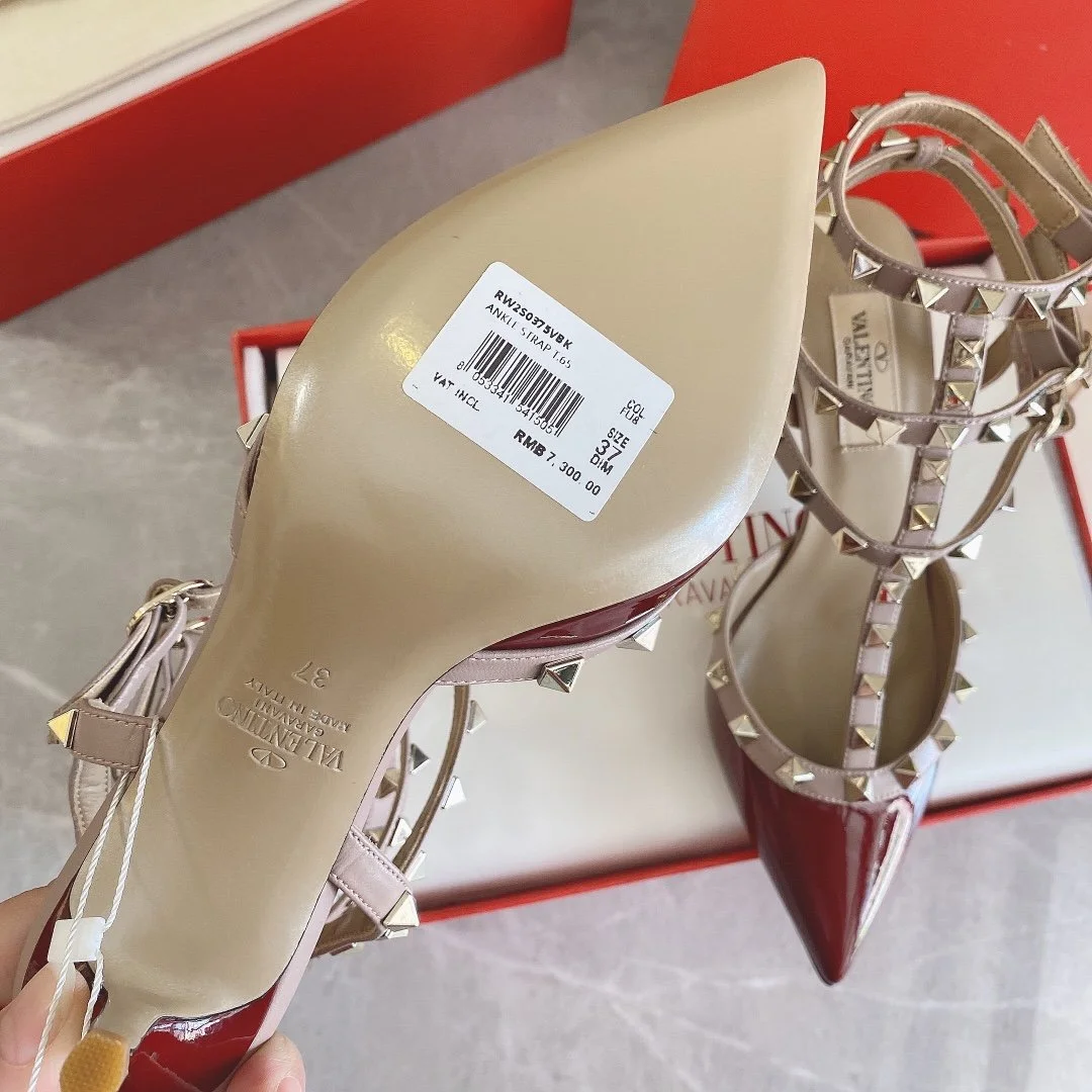 Valentino Women Red Patent Leather Rockstud Flats product view 4