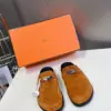 Hermès Women Tan Suede-Effect Closed-Toe Mules product view 1