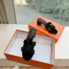 Hermès Women Black Embellished Leather Mules product view 4