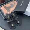 Chanel Women Black Leather Chain Detail Flat Sandals product view 6