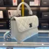Chanel Trendy White Smooth Leather With Lock Black Handbags 25 cm product view 9