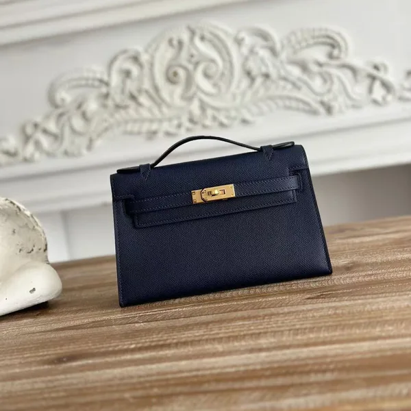 Hermès Kelly Mini Pochette 22 In Navy Blue Bag product photo