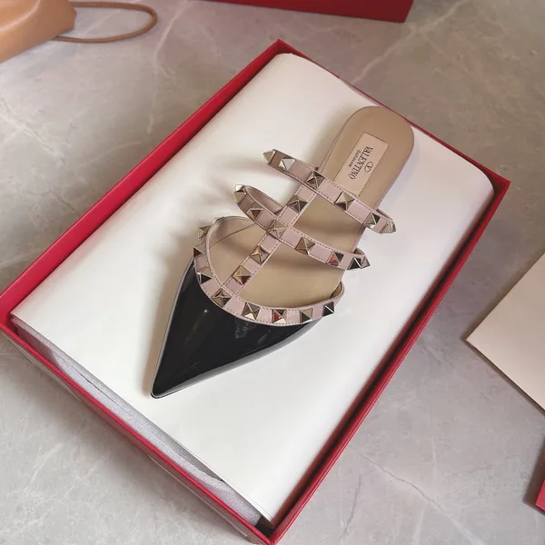 Valentino Women Black Patent Leather Studded Mules product view 2