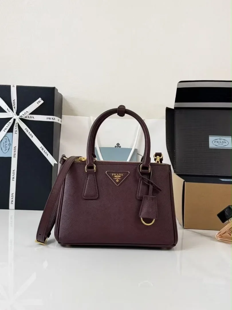 Prada Galleria small burgundy Saffiano leather Bag product view 1
